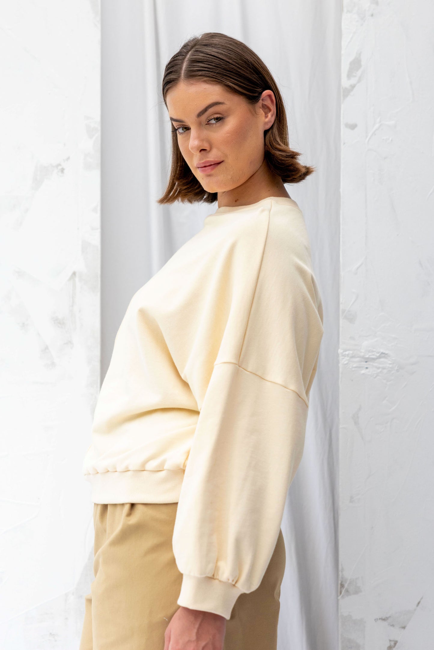 Recreate Around Sweatshirt In Cream - Side