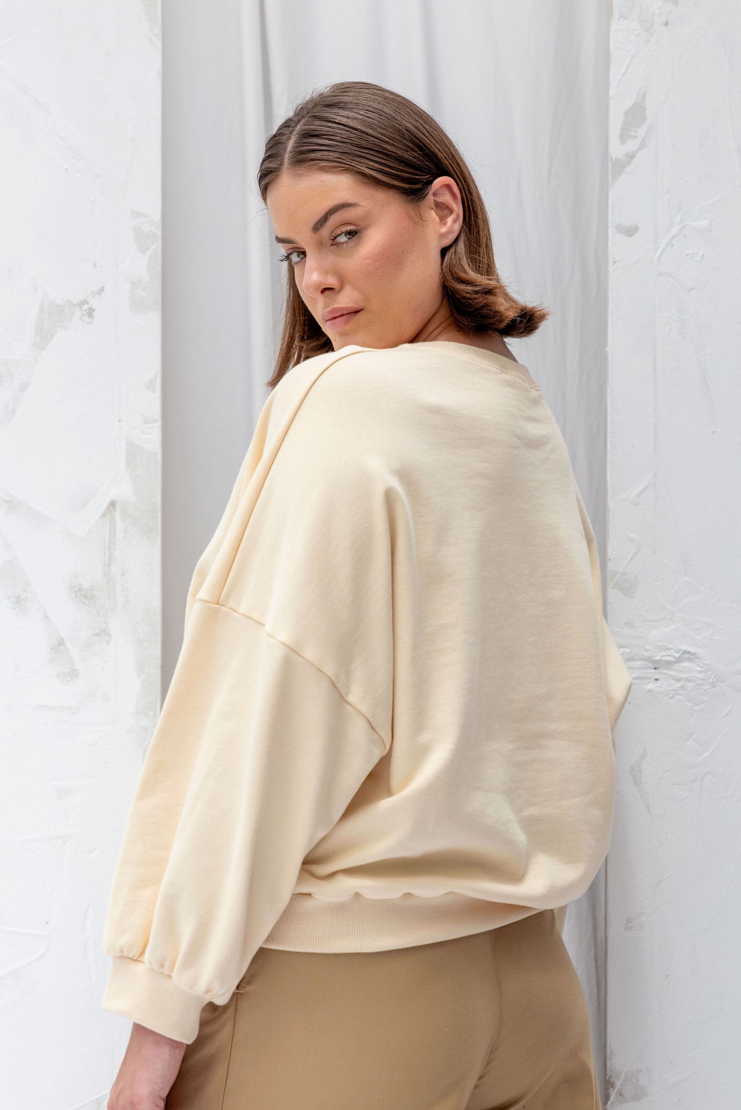 Recreate Around Sweatshirt In Cream - Back