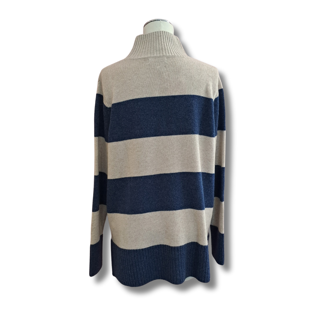 Aleger - Cashmere Blend Striped Jumper - Size S - Back