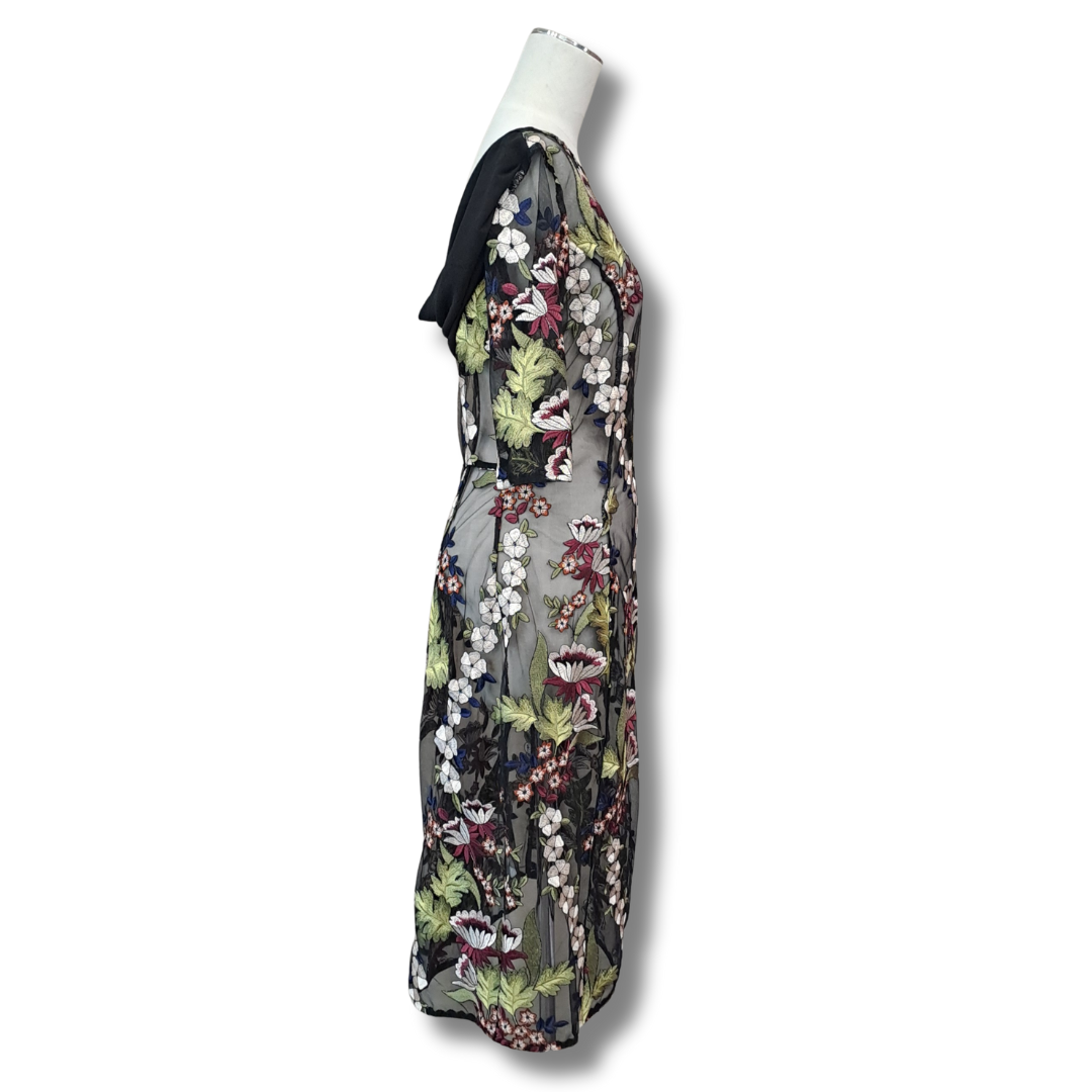 Annah S - Sheer Embroidered Floral Dress - Side View
