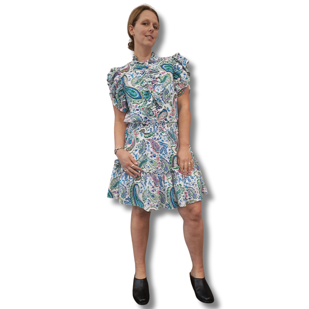 Augustine - Paisley Mini Dress - Size L - Front