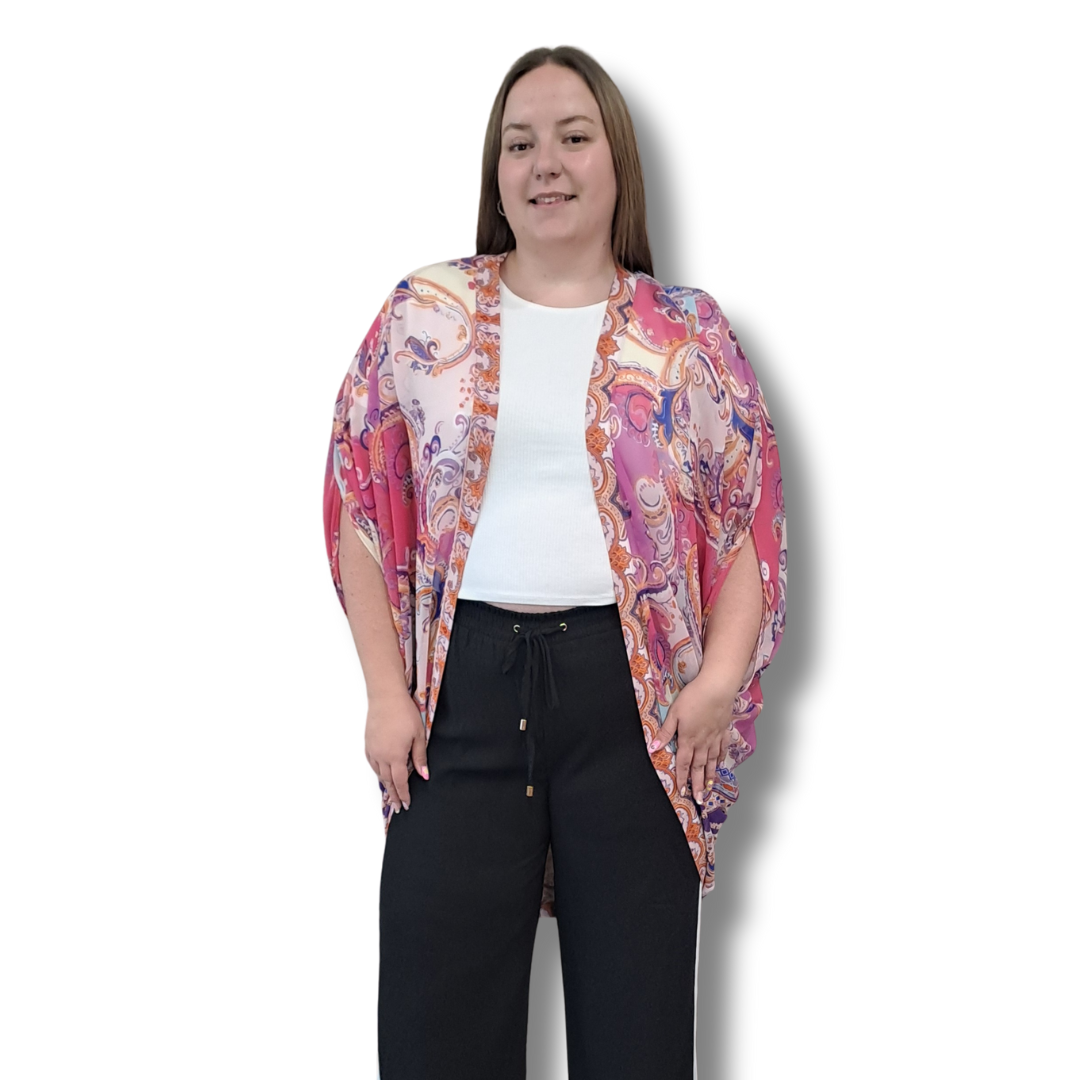 Augustine - Pink Paisley Kimono - Front View