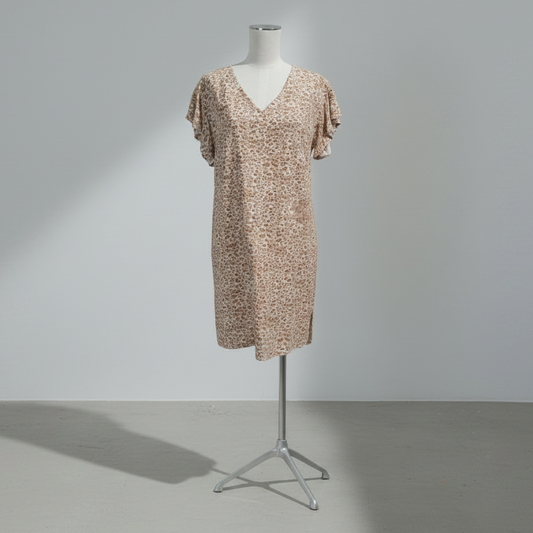 Betty Basics - Linen / Viscose Leopard Print Dress - Front View