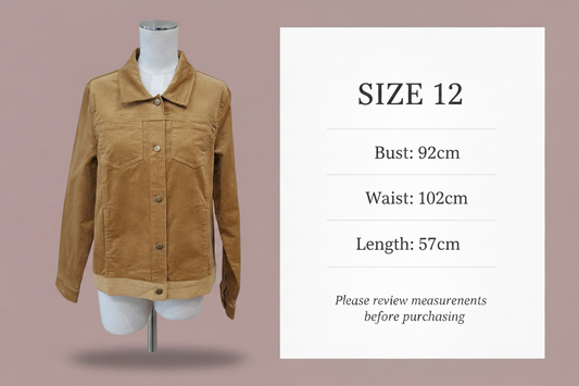 Bird Keepers - Cord Jacket - Size -12 - Size Guide