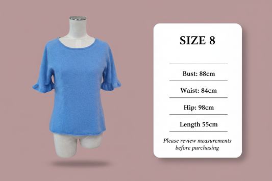 Blak Luxe - Cashmere Knit Tee - Size 8 - Size Guide