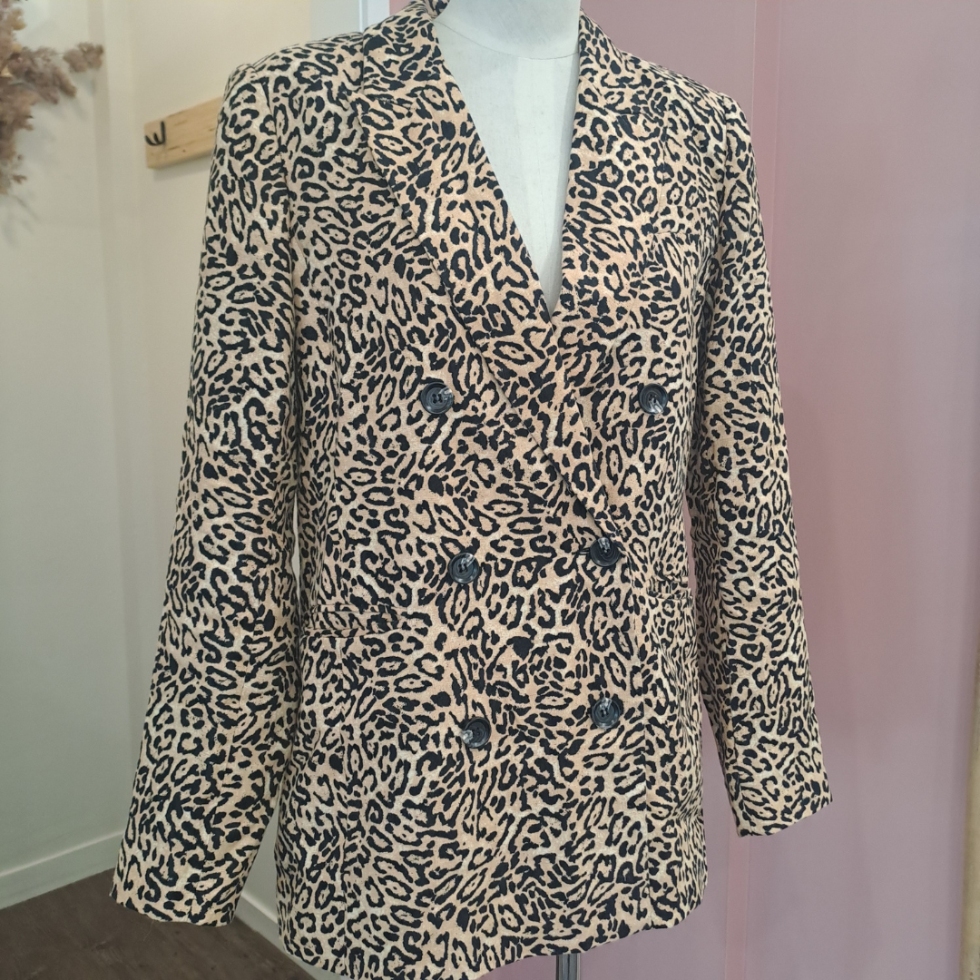 Decjuba - Leopard Linen Blazer - Size XS
