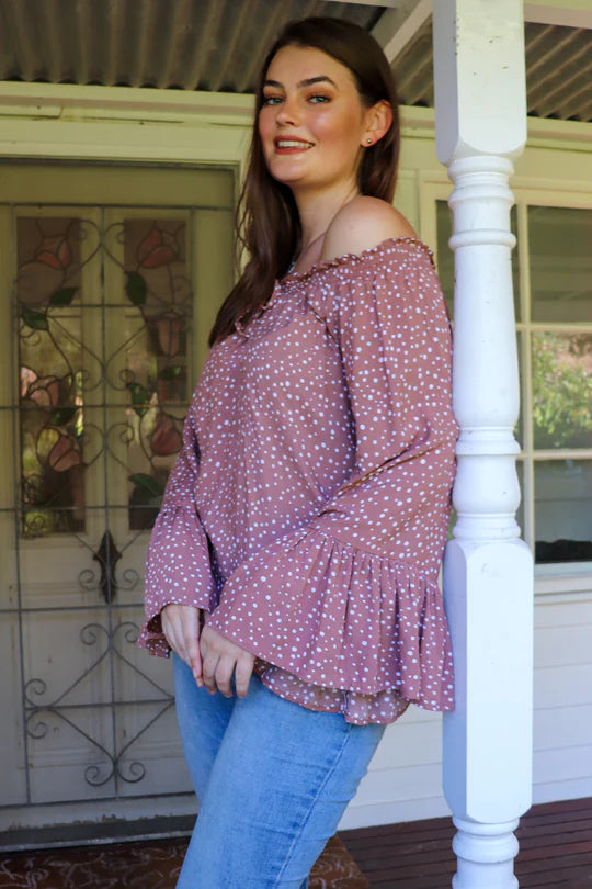 Polka Dot Dusty Rose Bijou The Label Bella Top