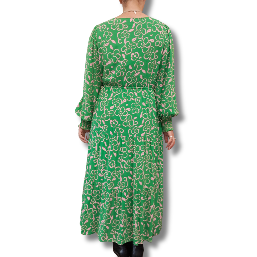 Frankie and Co - Floral Green Maxi Dress - Size 14 - Back
