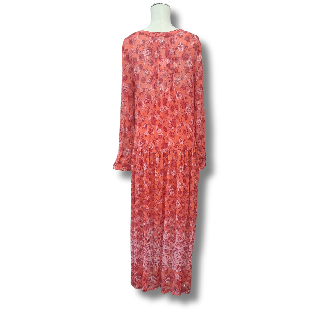 Free People - See It Through Coral Combo Dress - Size S - Back