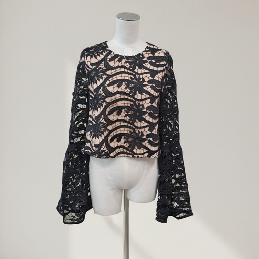 Isla - Black Lace Top - Front View