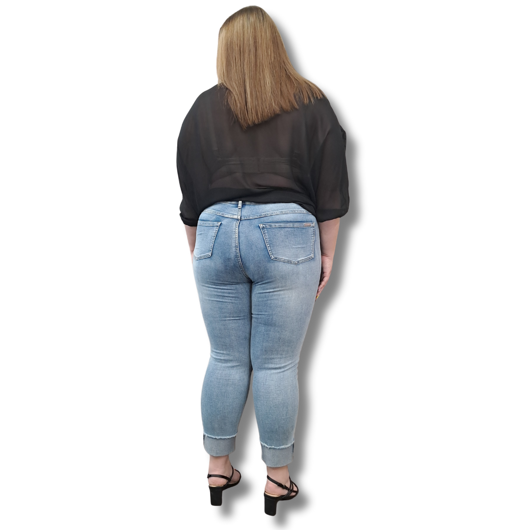 Joseph Ribkoff - Diamante Cuff Hem Jeans - Size 20 - Back