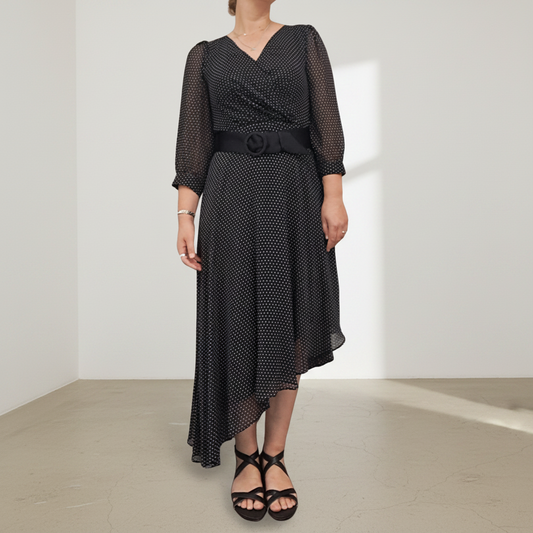 Karl Lagerfeld Paris - Asymmetrical Polka Dot Dress - Front View