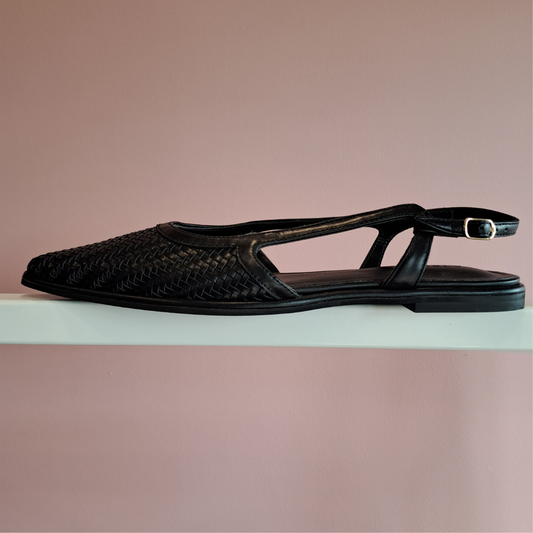 LA Tribe - Woven Sling Back Flats - Size 39/8