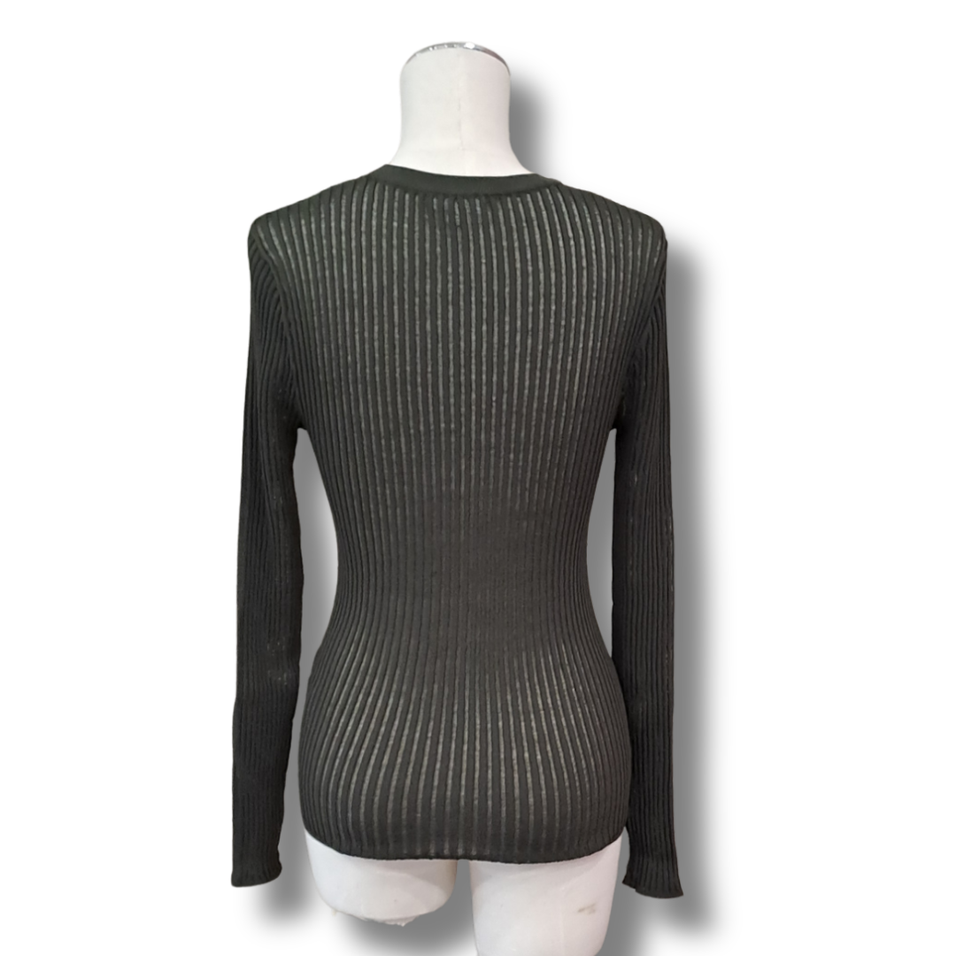 Max - Olive Rib Knit Top - Back