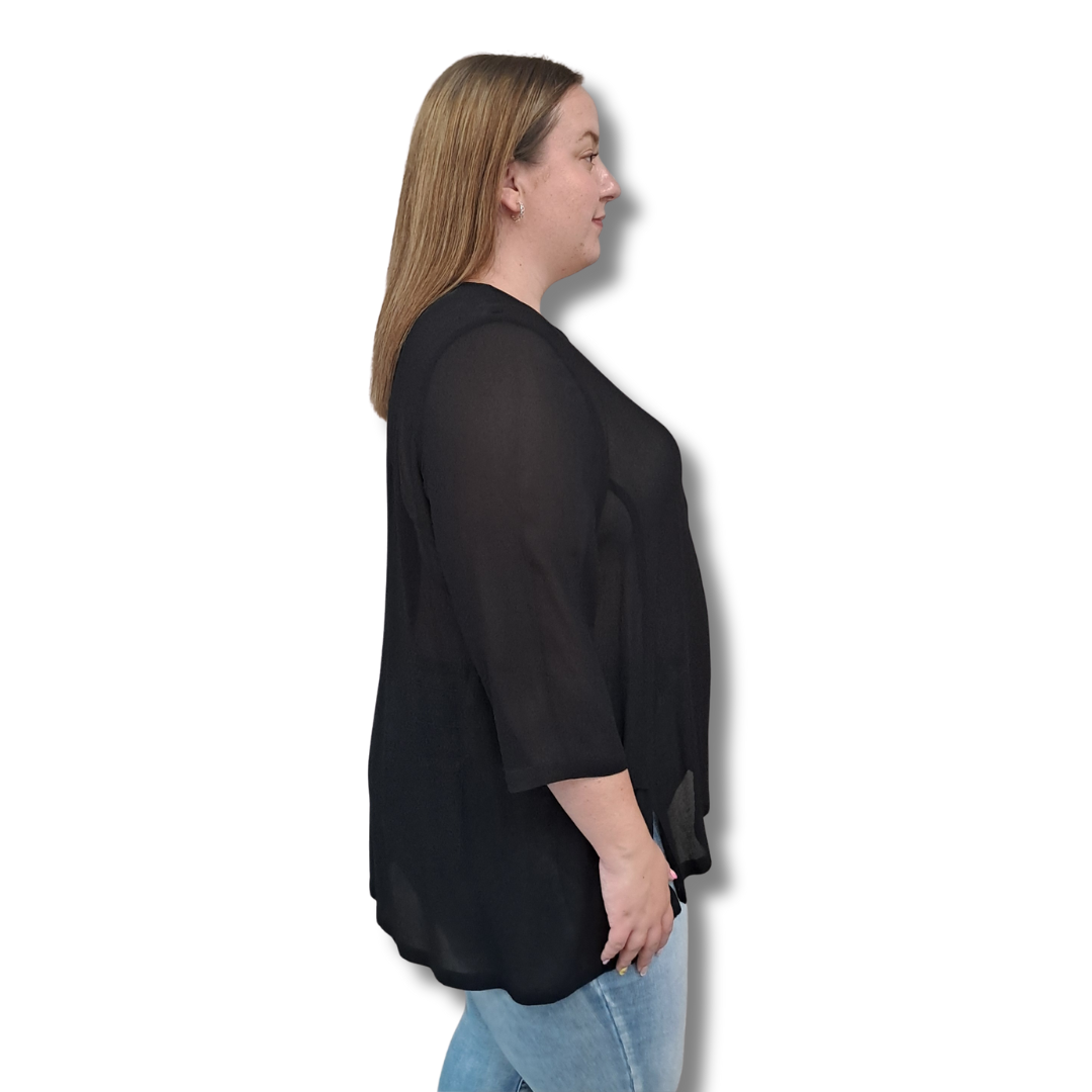 Niovara - Gold Cross Print Top - Side View