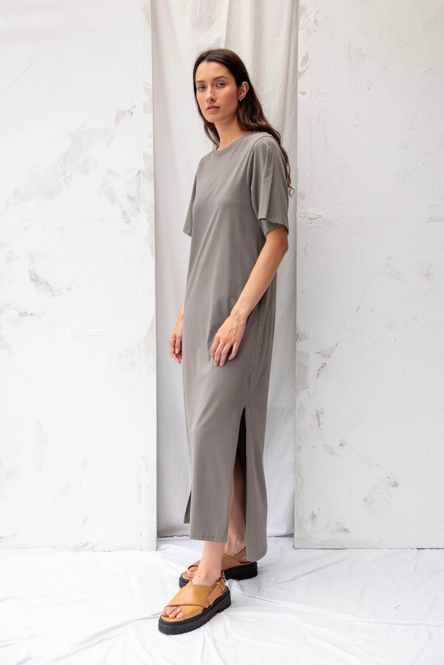 ReCreate-Forage-Dress-Organic-Cotton-Grey-Sage- Front