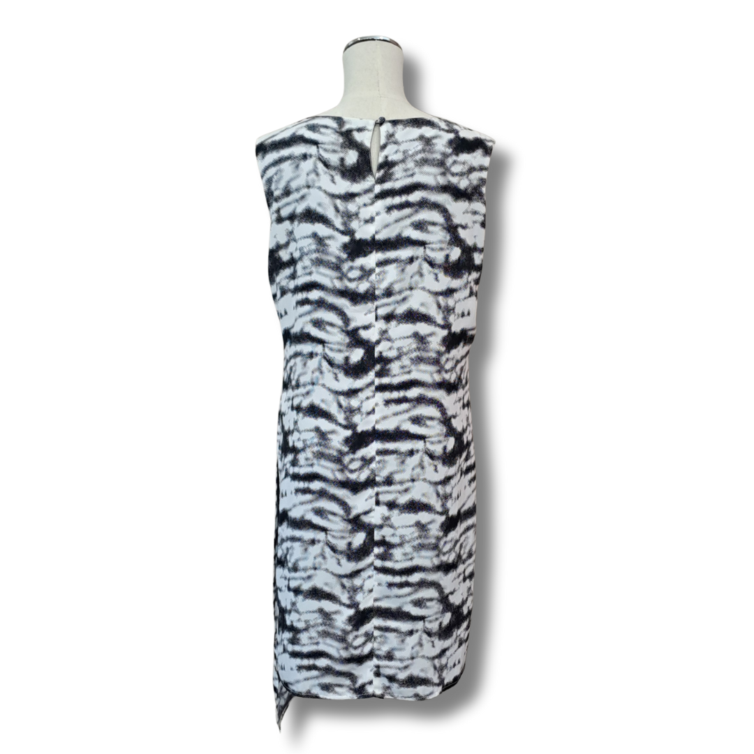 Repertoire - Black White Spatial Print Dress - Back View