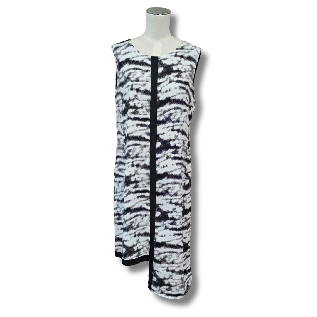 Repertoire - Black White Spatial Print Dress - Front View