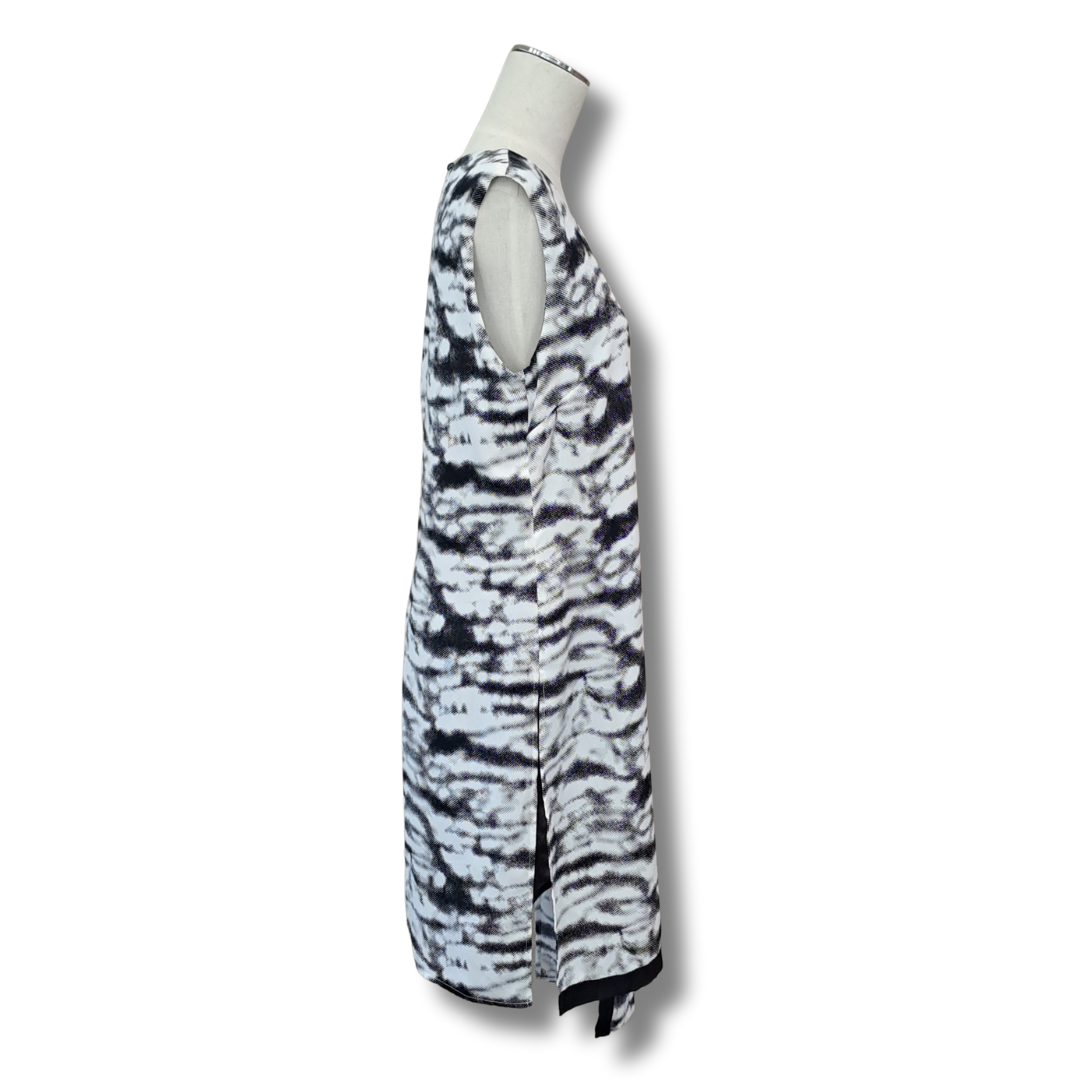 Repertoire - Black White Spatial Print Dress - Side View