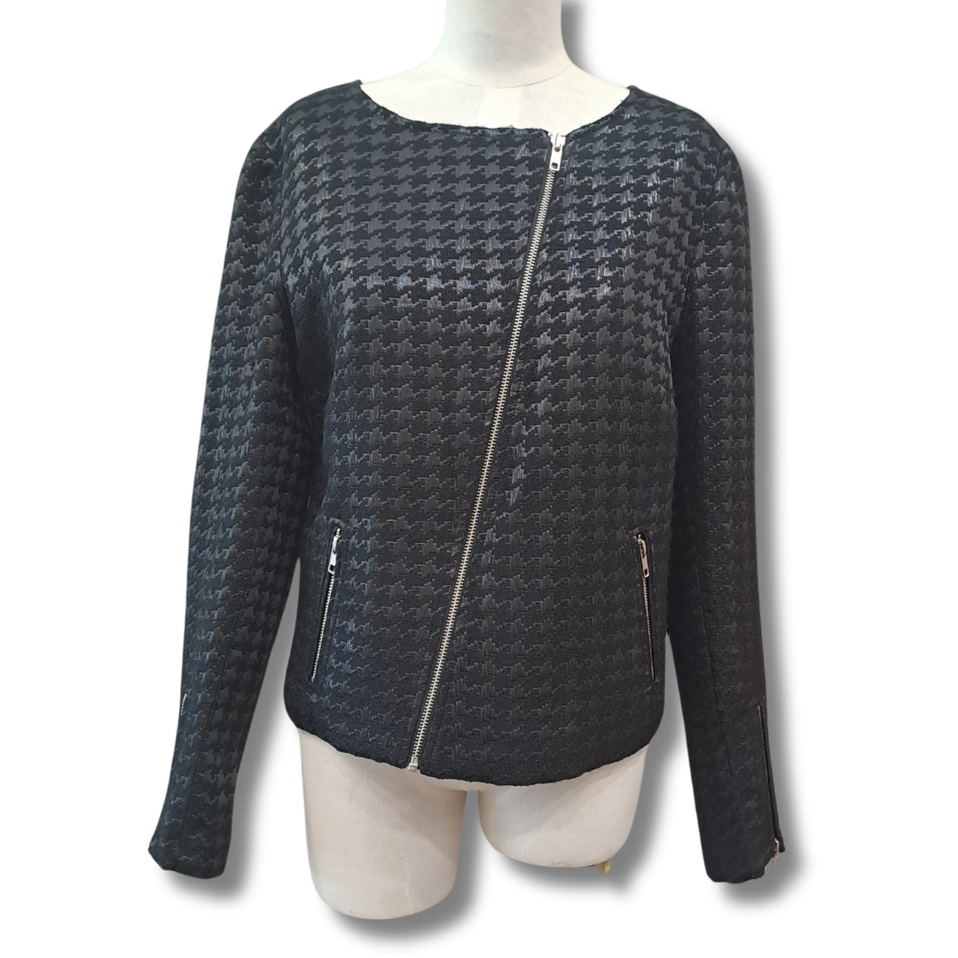 Ricochet - Black On Black Houndstooth Jacket - Front View