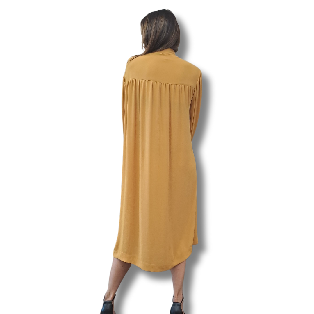 Ricochet - Mustard Midi Dress - Back View