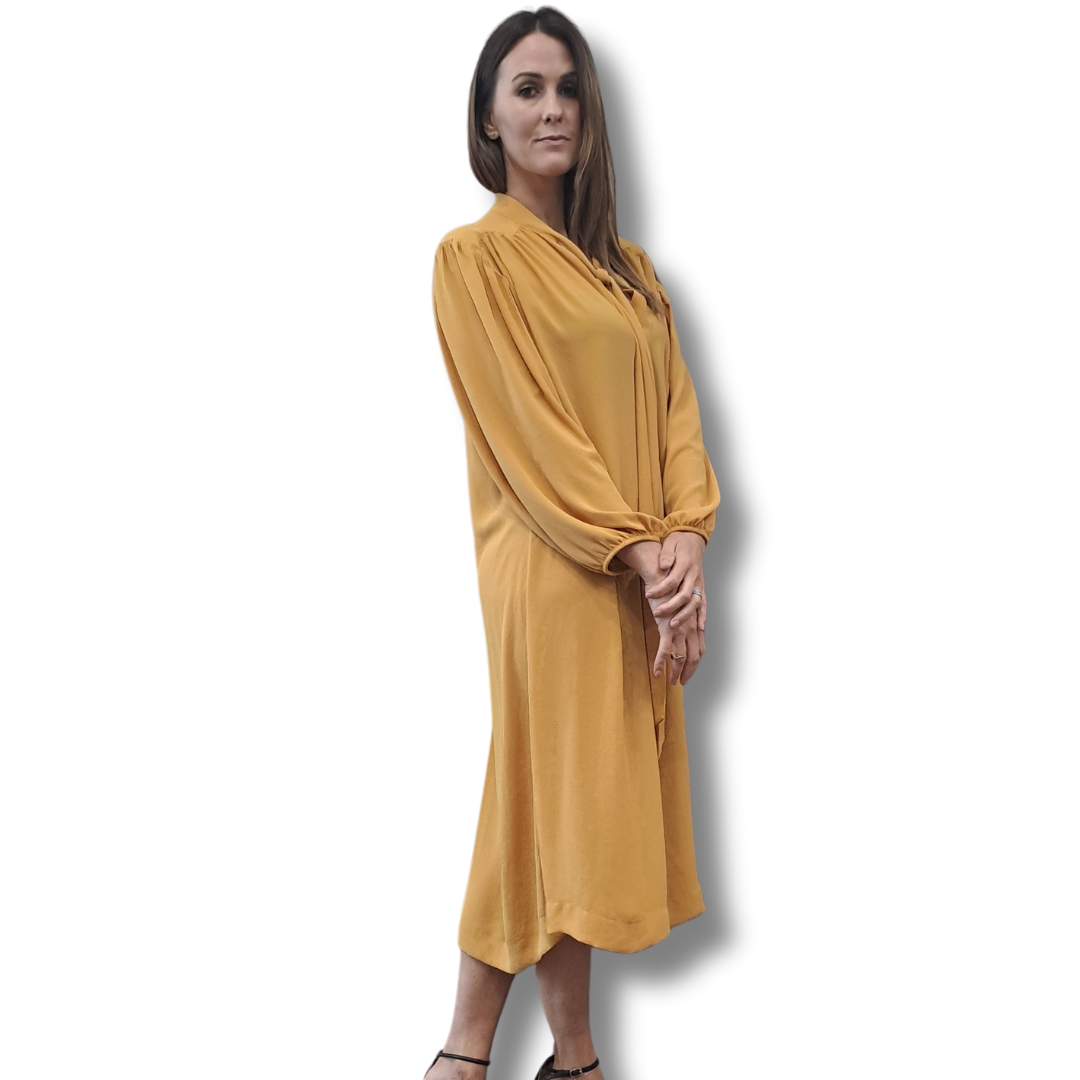 Ricochet - Mustard Midi Dress - Side View