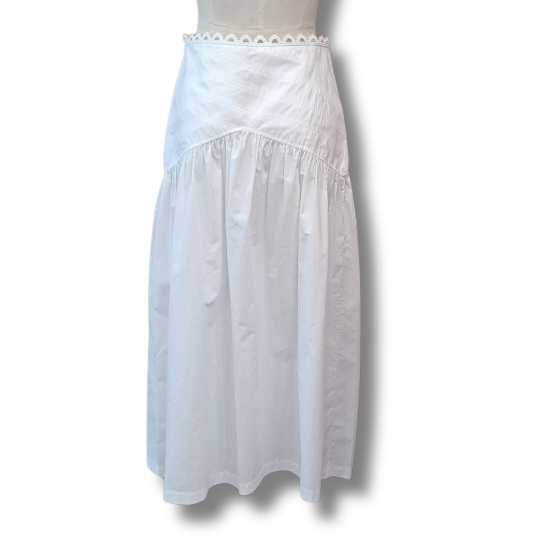 Sandro - Lace Trimmed Poplin Skirt - Size 10 - Back View