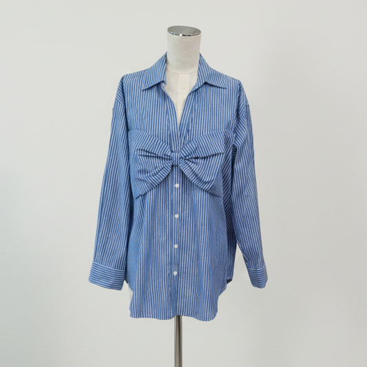Sandro - Oversized Bow Shirt - Size 6 - Front
