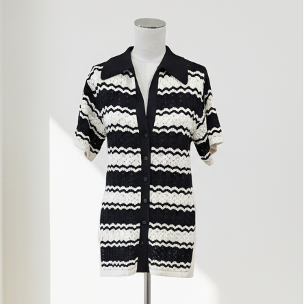 Shona Joy - Ravello Crochet Relaxed Shirt - Size XS - Top View