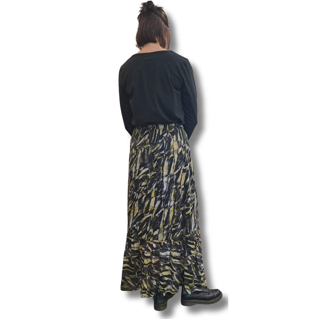 Storm - Silk Print Maxi Skirt - Size 6 - Back