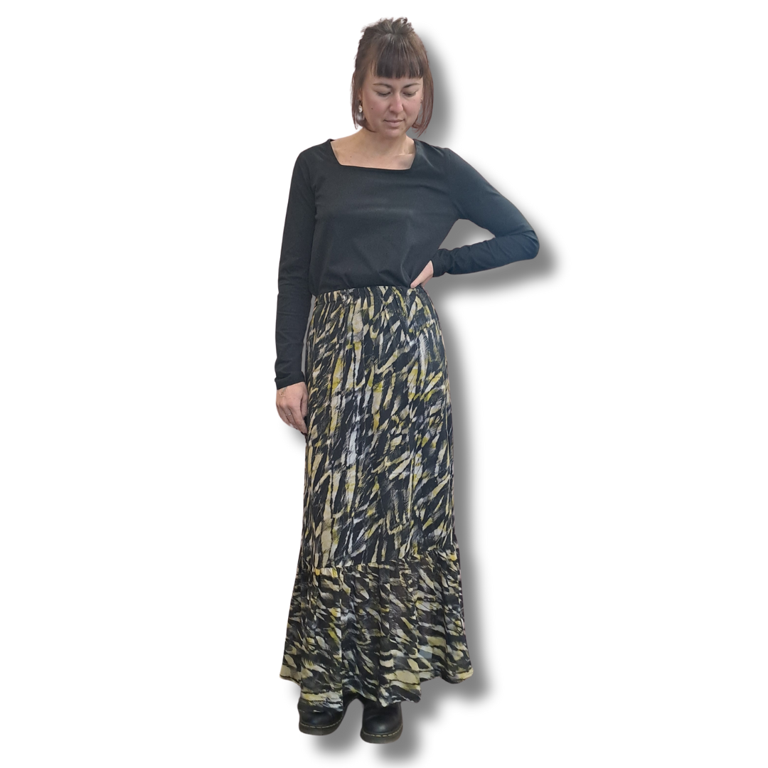 Storm - Silk Print Maxi Skirt - Size 6 - Front