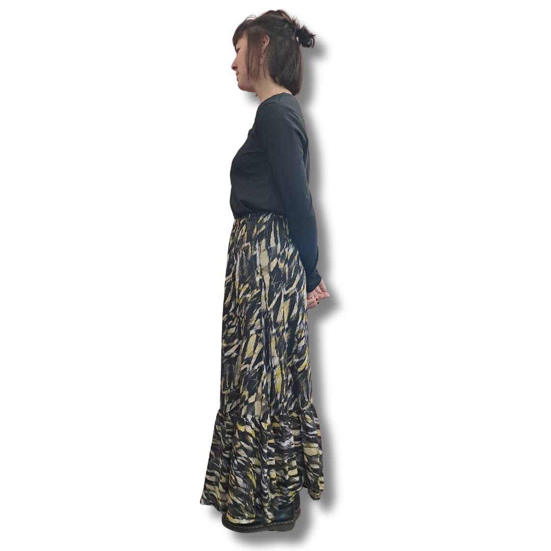 Storm - Silk Print Maxi Skirt - Size 6 - Side