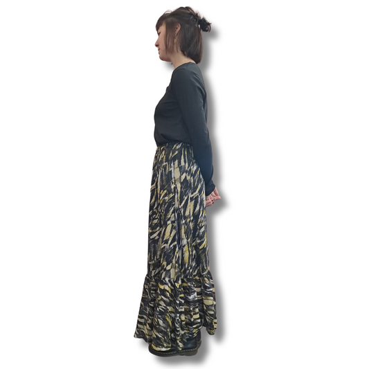 Storm - Silk Print Maxi Skirt - Size 6 - Side