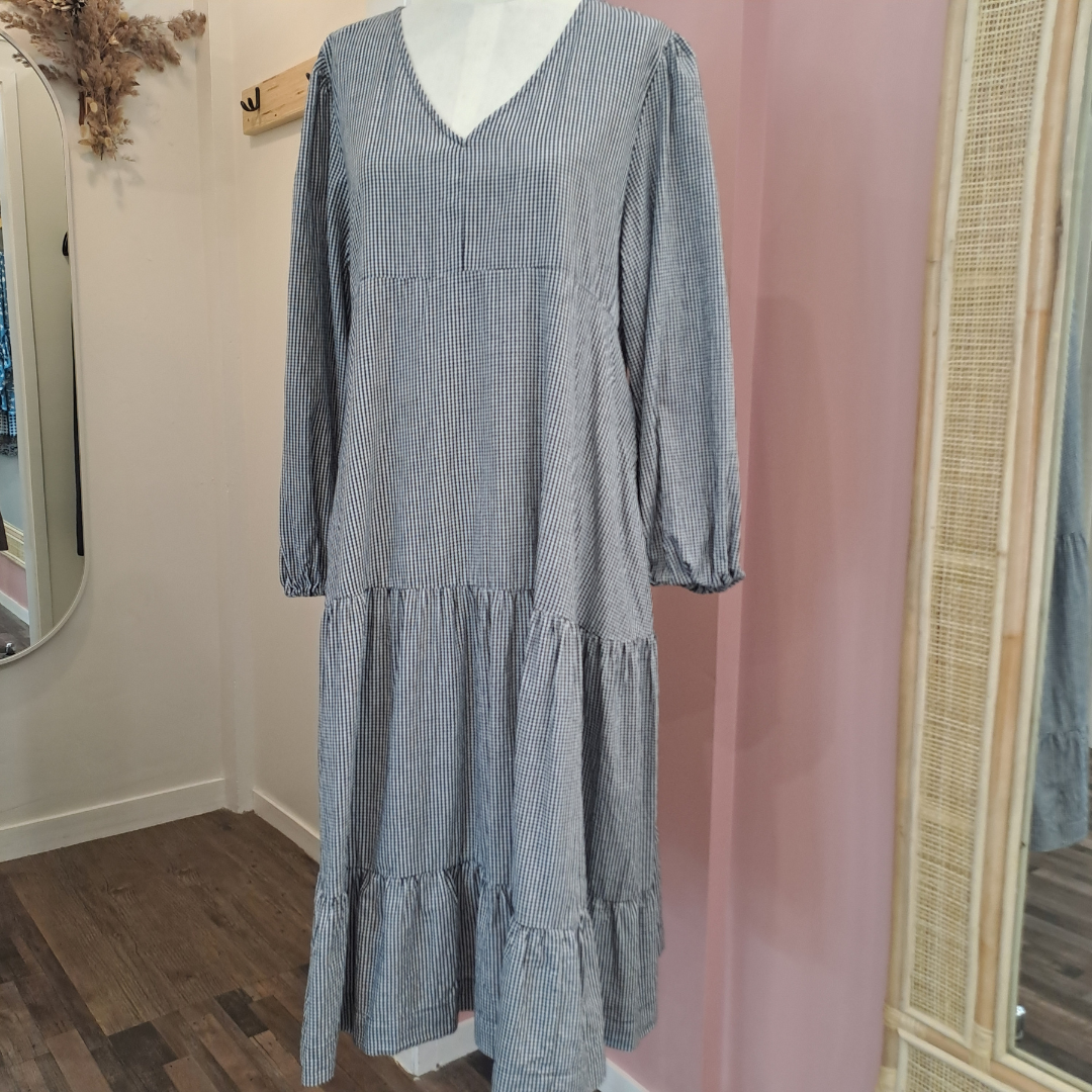 The Shanty Corporation - Tiered Gingham Midi Dress