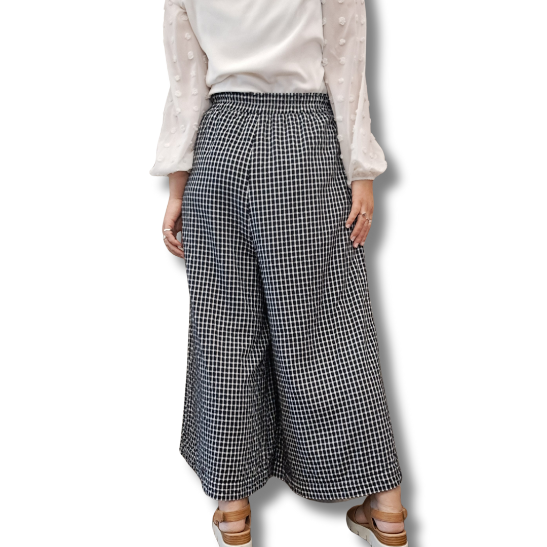 Thing Thing - Cotton Blend Check Pant - Back View