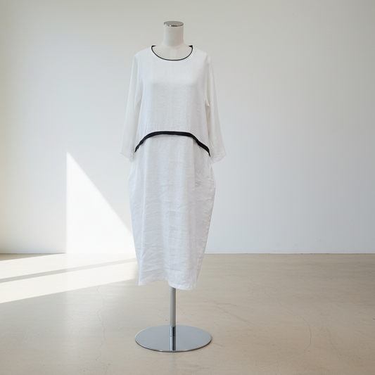 Tirelli - Contrast Trim Ovoid Dress - Size S