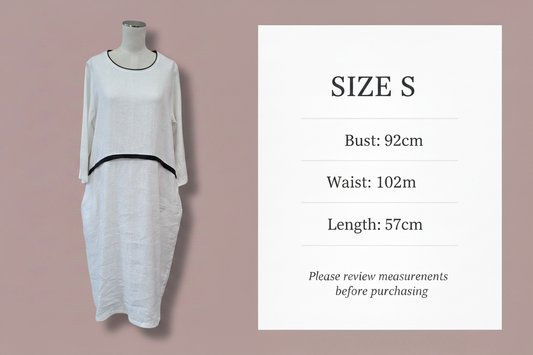 Tirelli - Contrast Trim Ovoid Dress - Size S - BNWT - Size Chart
