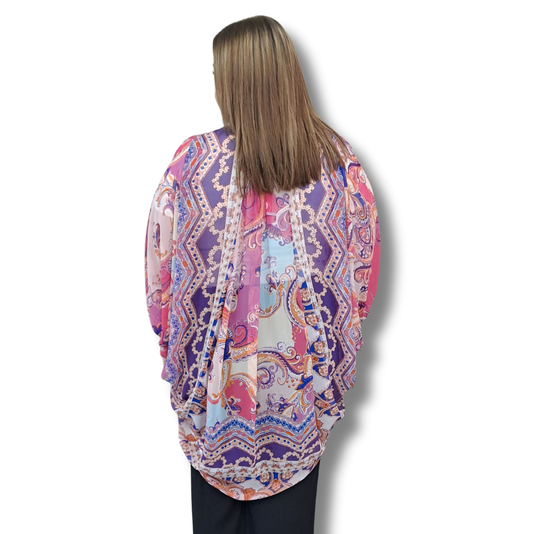 Augustine - Pink Paisley Kimono - One Size