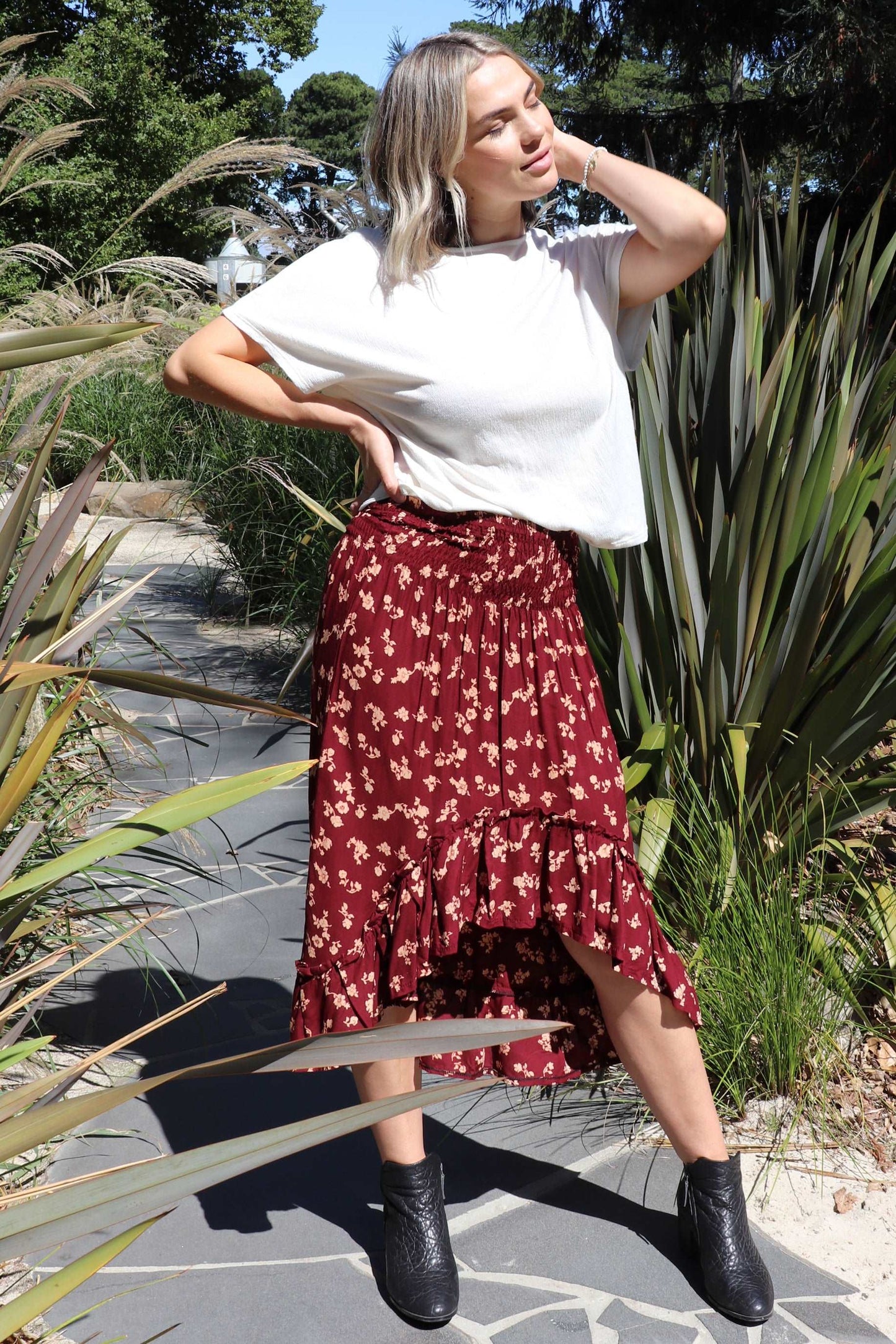 Bijou The Label Wild & Free Skirt Bergundy