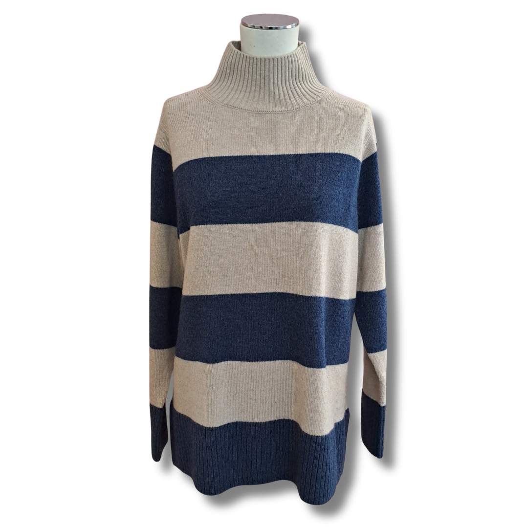 Aleger - Cashmere Blend Striped Jumper - Size S - Front