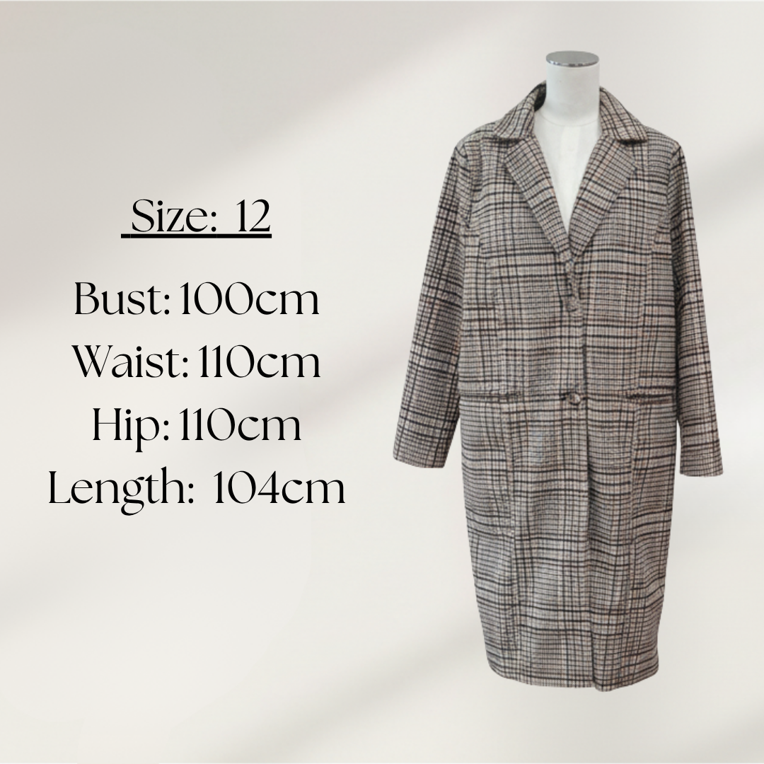 All About Eve - Drew Check Coat - Size 12 - Size Chart