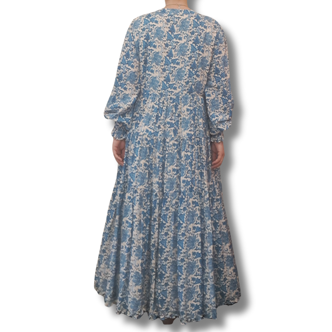 Amaya - Tiered Paisley Maxi Dress - Back View
