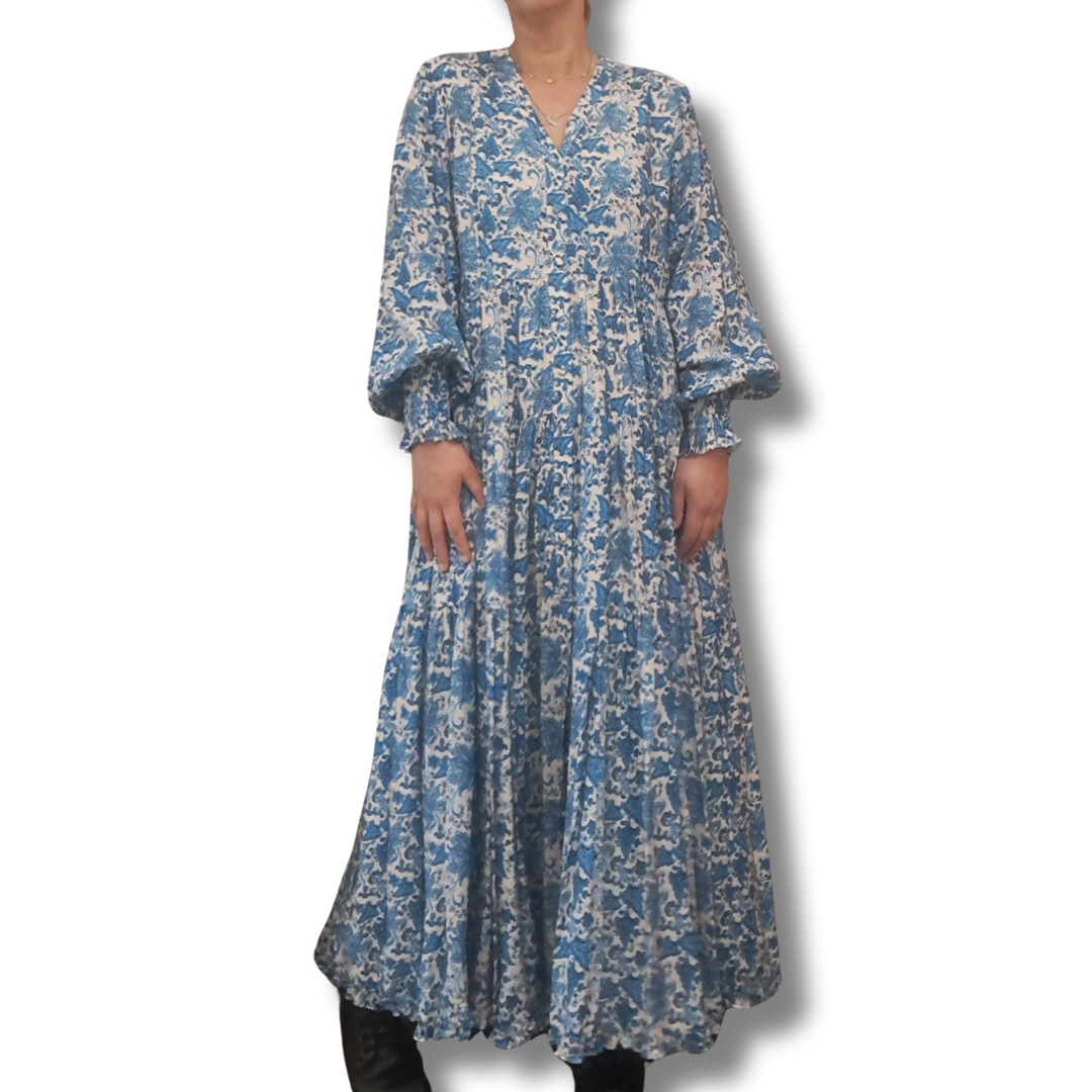 Amaya - Tiered Paisley Maxi Dress - Front View
