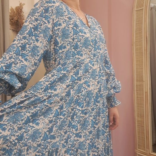 Amaya - Tiered Paisley Maxi Dress - Size 14