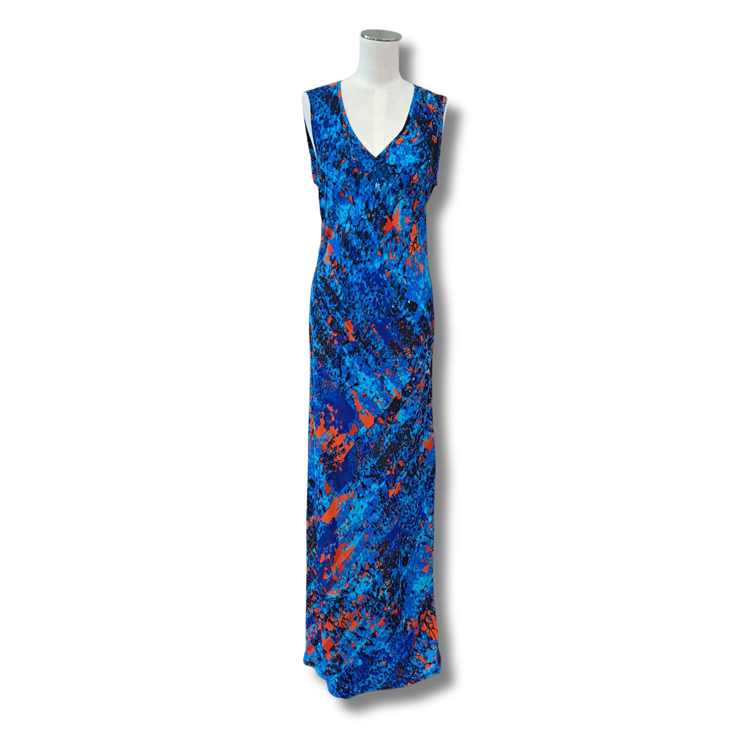 Andrea Moore - Printed Silk Maxi Dress - Front View