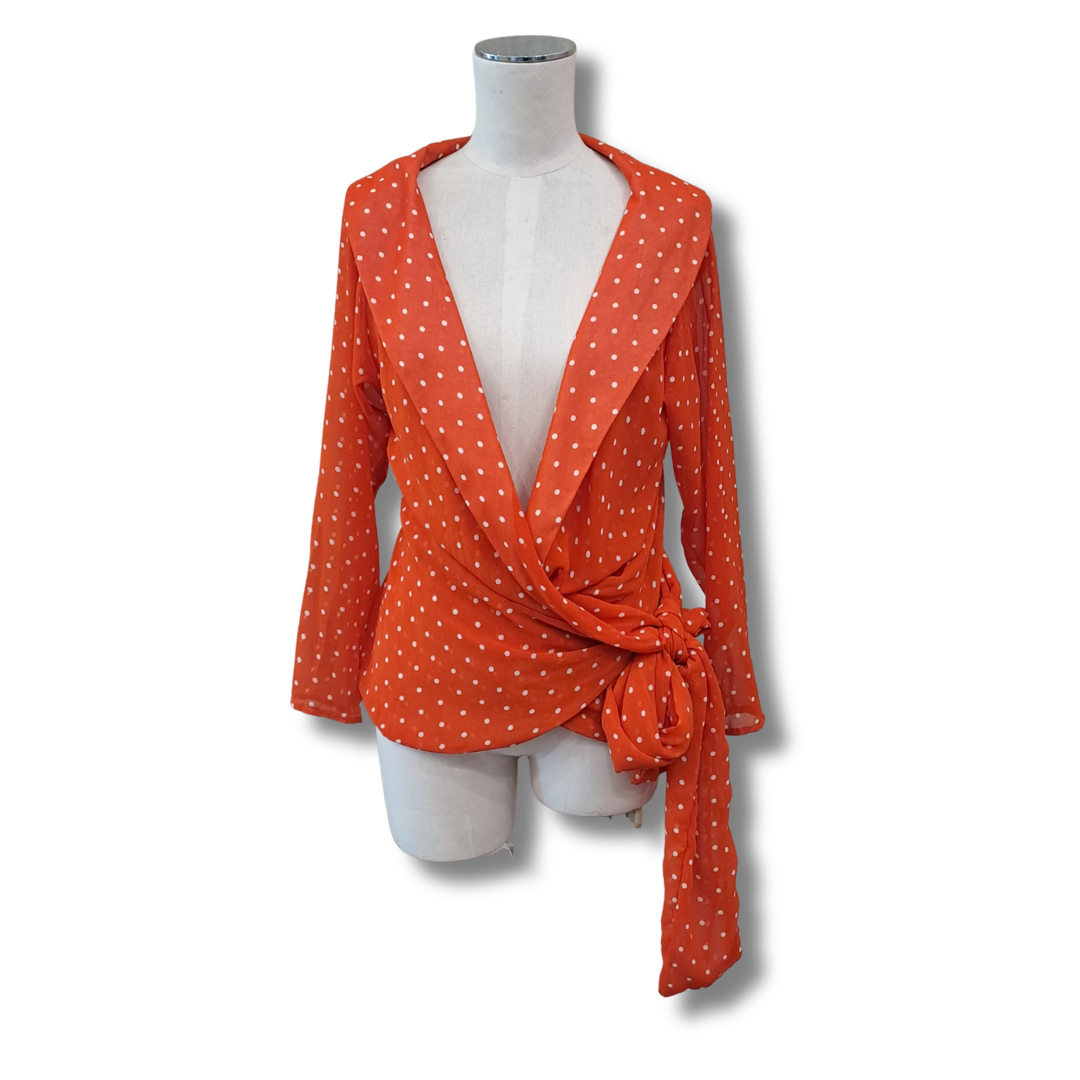 Annah Stretton - Spotty Wrap Top - Front View