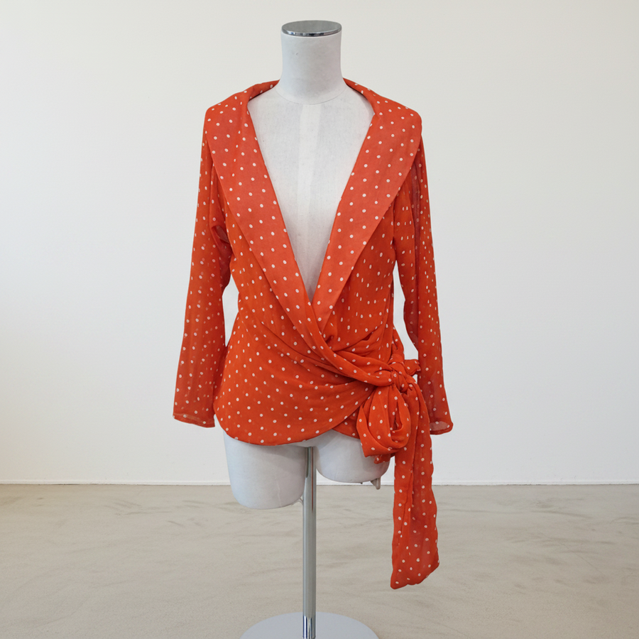 Annah Stretton - Spotty Wrap Top - Size S