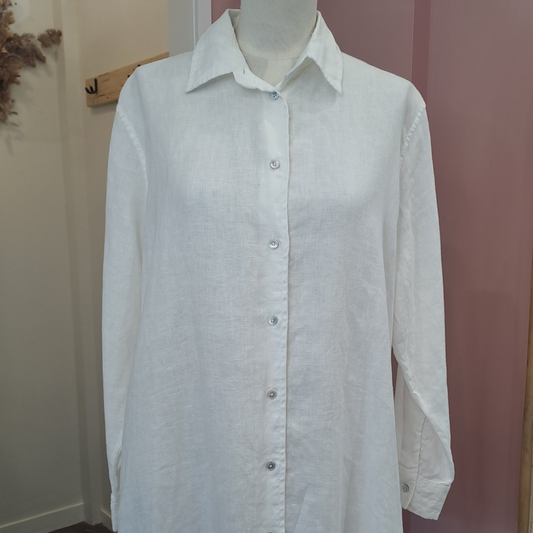 Assembly Label - White Linen Shirt - Size 8