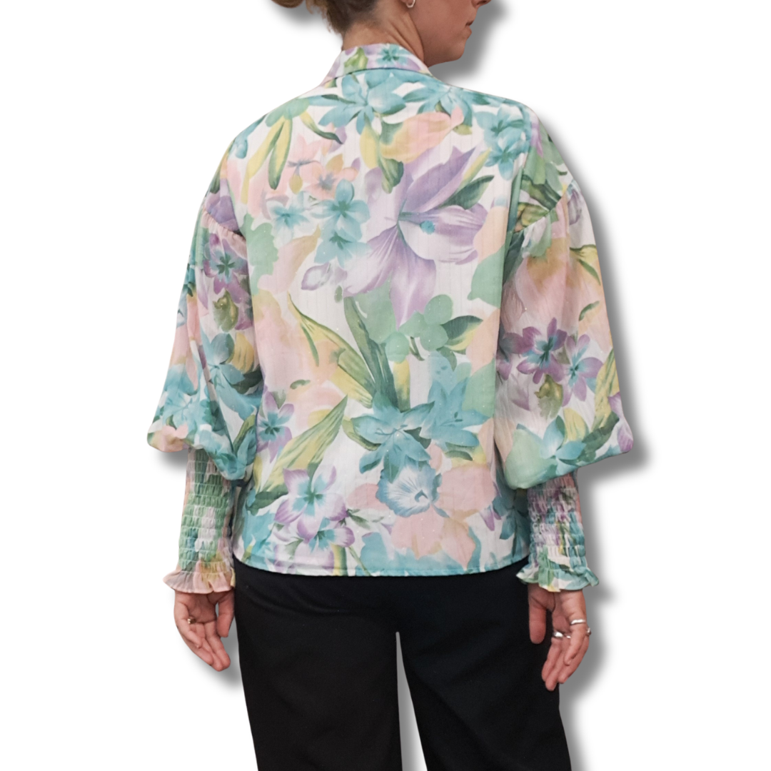 Augustine - Floral Gold Thread Shirt - Back View