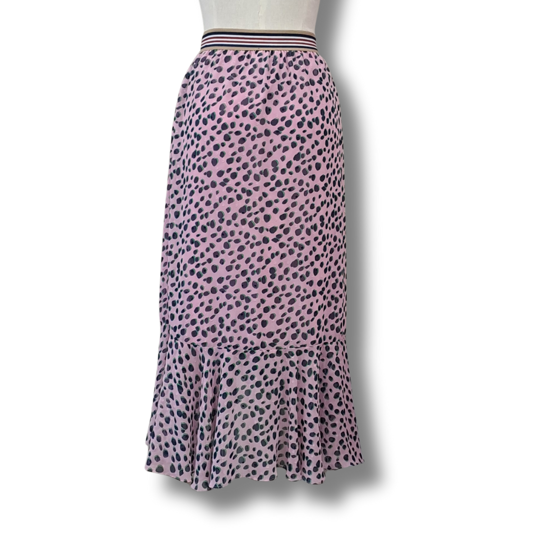 Augustine - Pink Leopard Frill Skirt - Back View